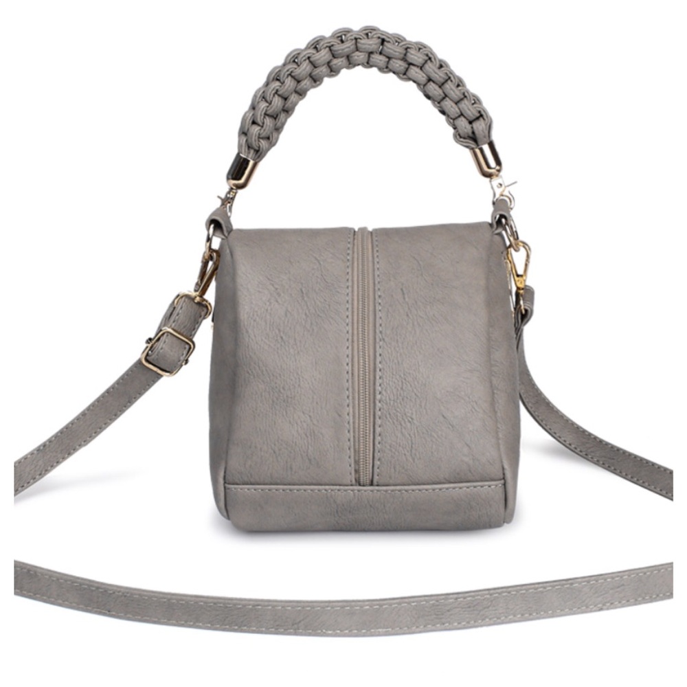 ❤️ The Teona Gray Vegan Leather Fringe Handbag - Picture 2 of 7